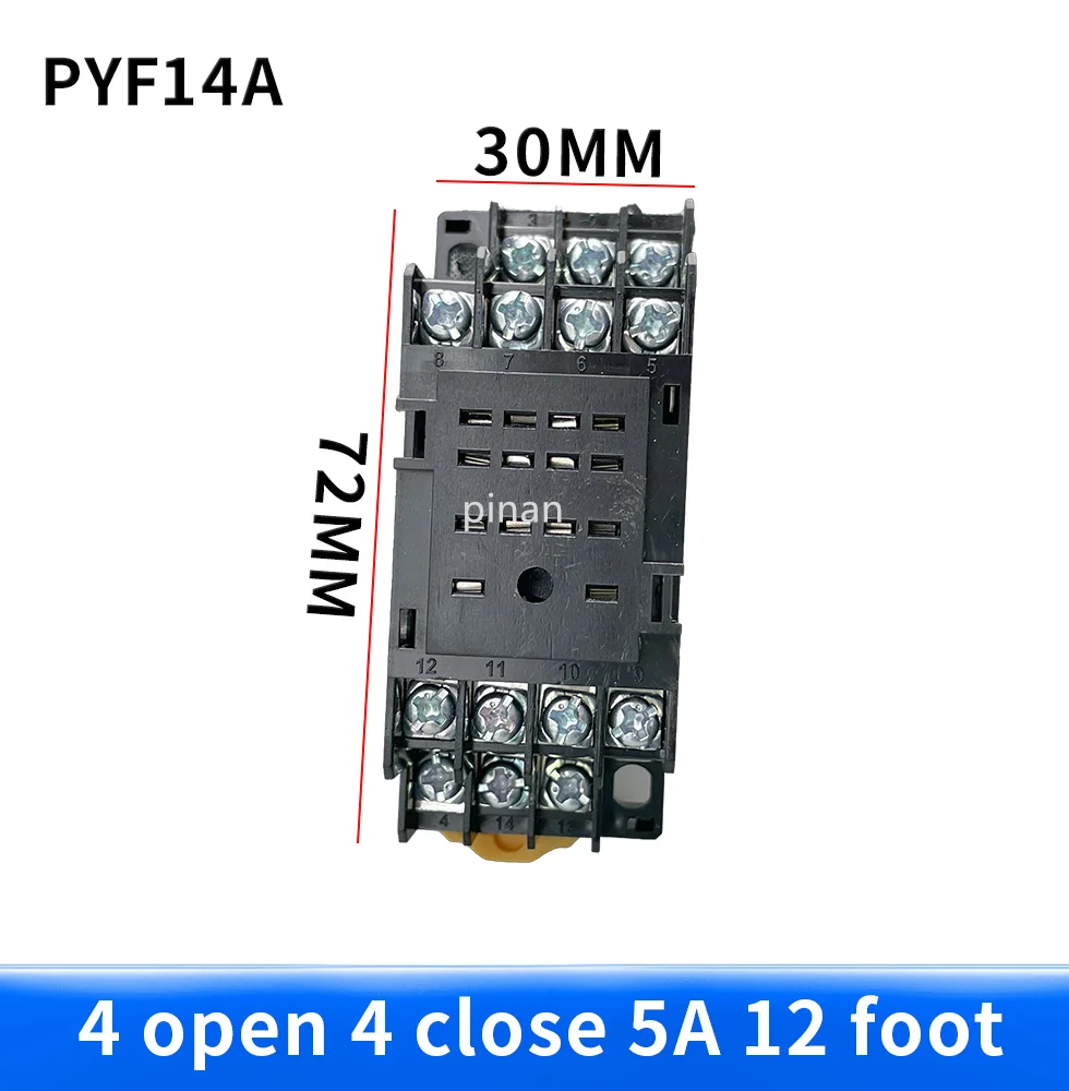 1 set MY4NJ piccolo Relè di potenza elettromagnetico AC 12V 24V 36V 48V 110V 220V 380V Bobina 4NO 4NC Guida DIN 14 pin + Base Mini relè