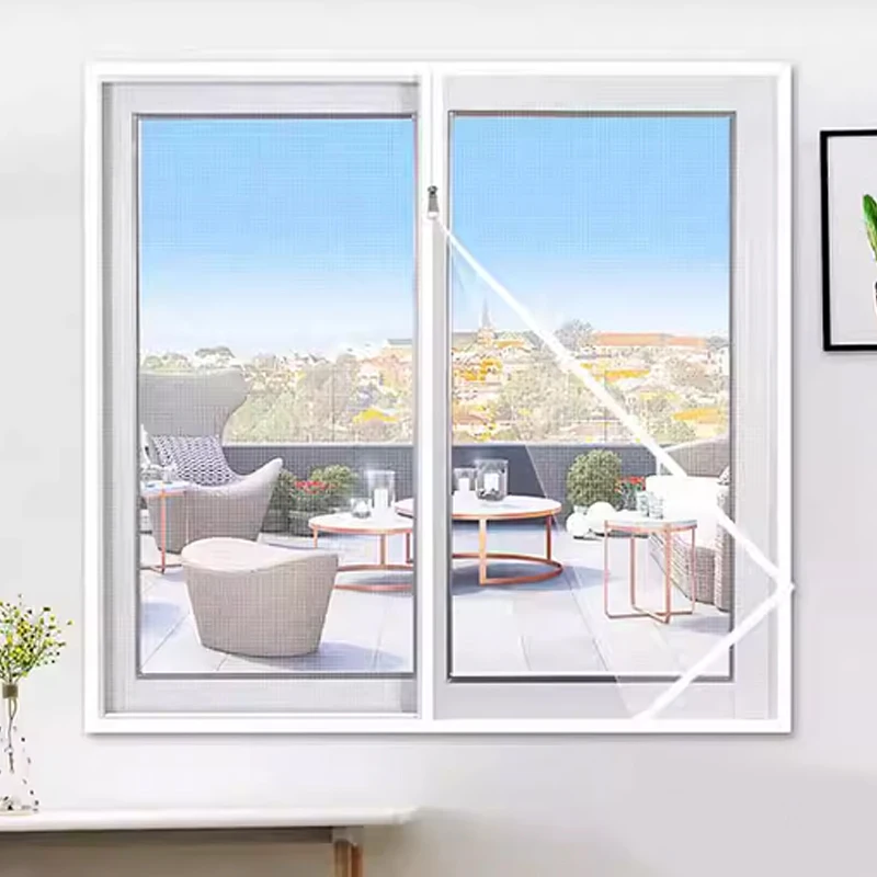 Weiß, verschiedene Größen, selbstklebende, wiederverwendbare Moskitonetze für Fenster, Anti-Moskito-Fenster-Türvorhang, Tüll, Sommer