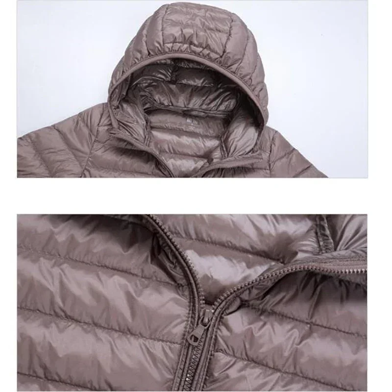 Weiße Entendaunenjacke für Damen, ultraleicht, warm, tragbare Oberbekleidung, Plus-Mantel, Winter