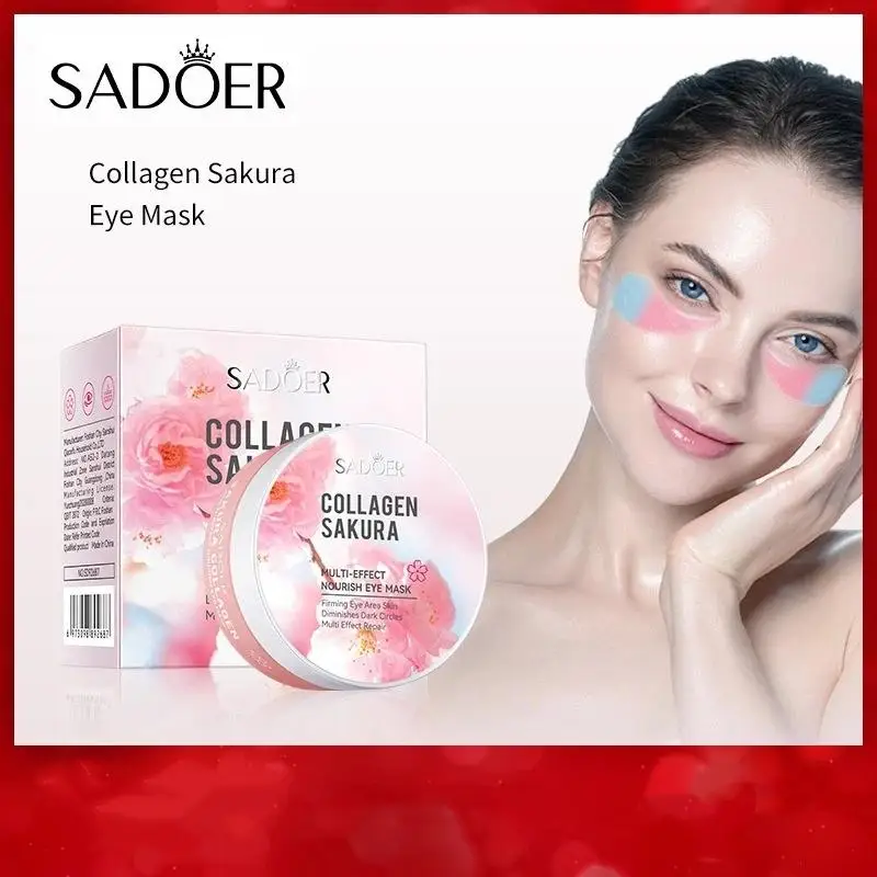 

60 шт. SADOER Sakura Collagen Eye Mask: Увлажняющие и укрепляющие патчи для глаз против темных кругов и мешков под глазами, уход за кожей вокруг глаз