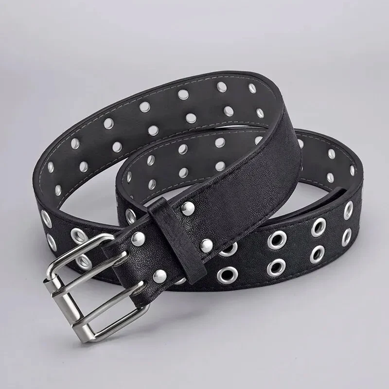 110cm Unisex Men Belts For Women High Quality Double Hole Star Eyelet Hip Hop Rock Style Subculture Y2K Belt Punch Free Size