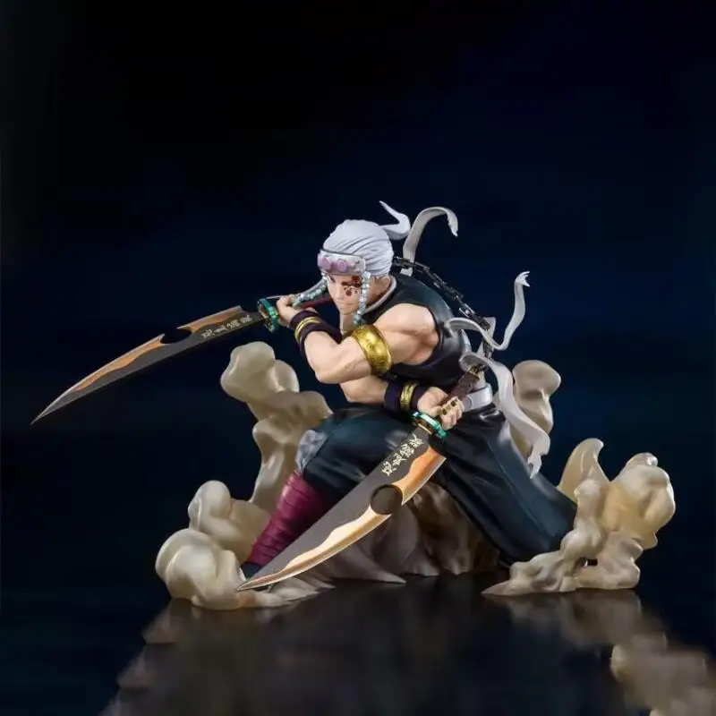 Demon Slayer Anime Series Tengen Uzui Sound Hashira Double Blade Scene Effect Collectible Figure Desktop Decor Gift
