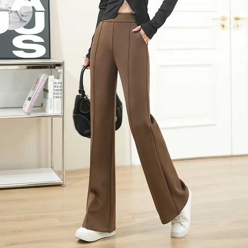 

Autumn New Flare Pants For Women Wearing High Waist Slim Elastic Pants Korean Design Feel Casual Bell-bottoms Pants