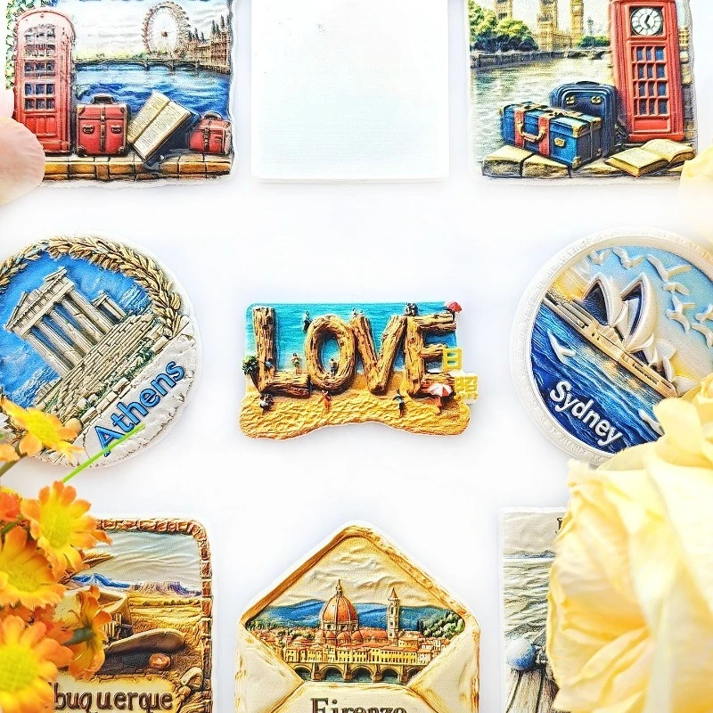 Rizhao Love Beach Fridge Magnet - 3D Coastal Souvenir Romantic Sand Writing Decor Unique China Gift