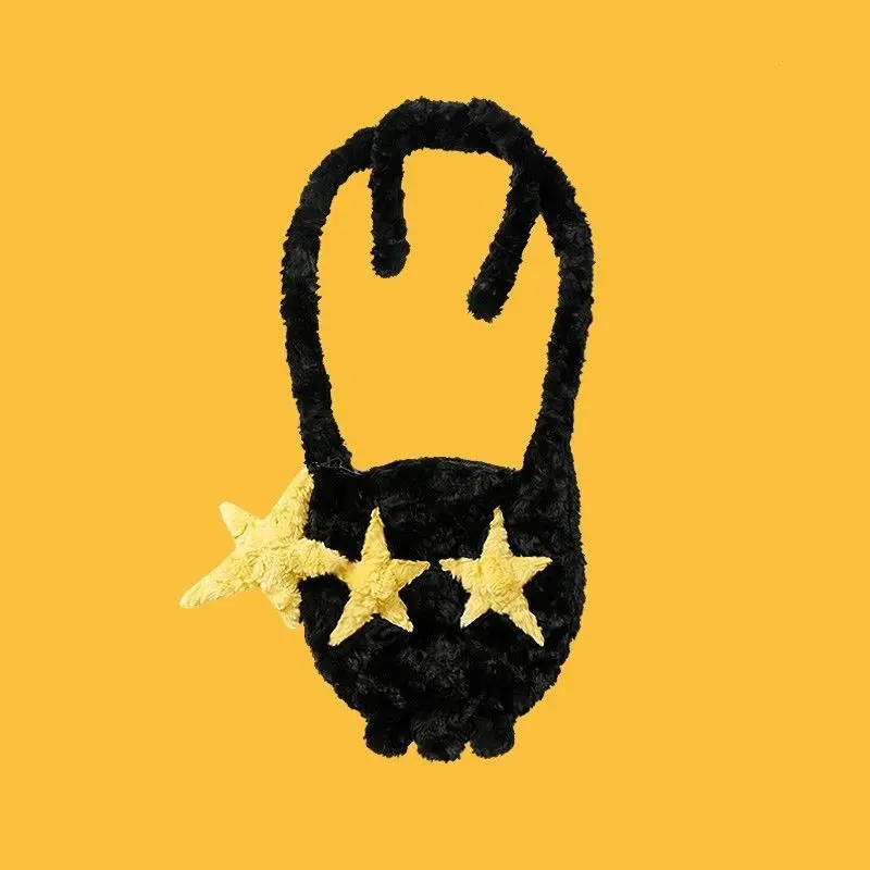 

Halloween Bulk Fashion Yellow Stars Messenger Bag Black Cute Skull Shoulder Bag Women's Bag Kawaii Storage Bag Shopping Bag
