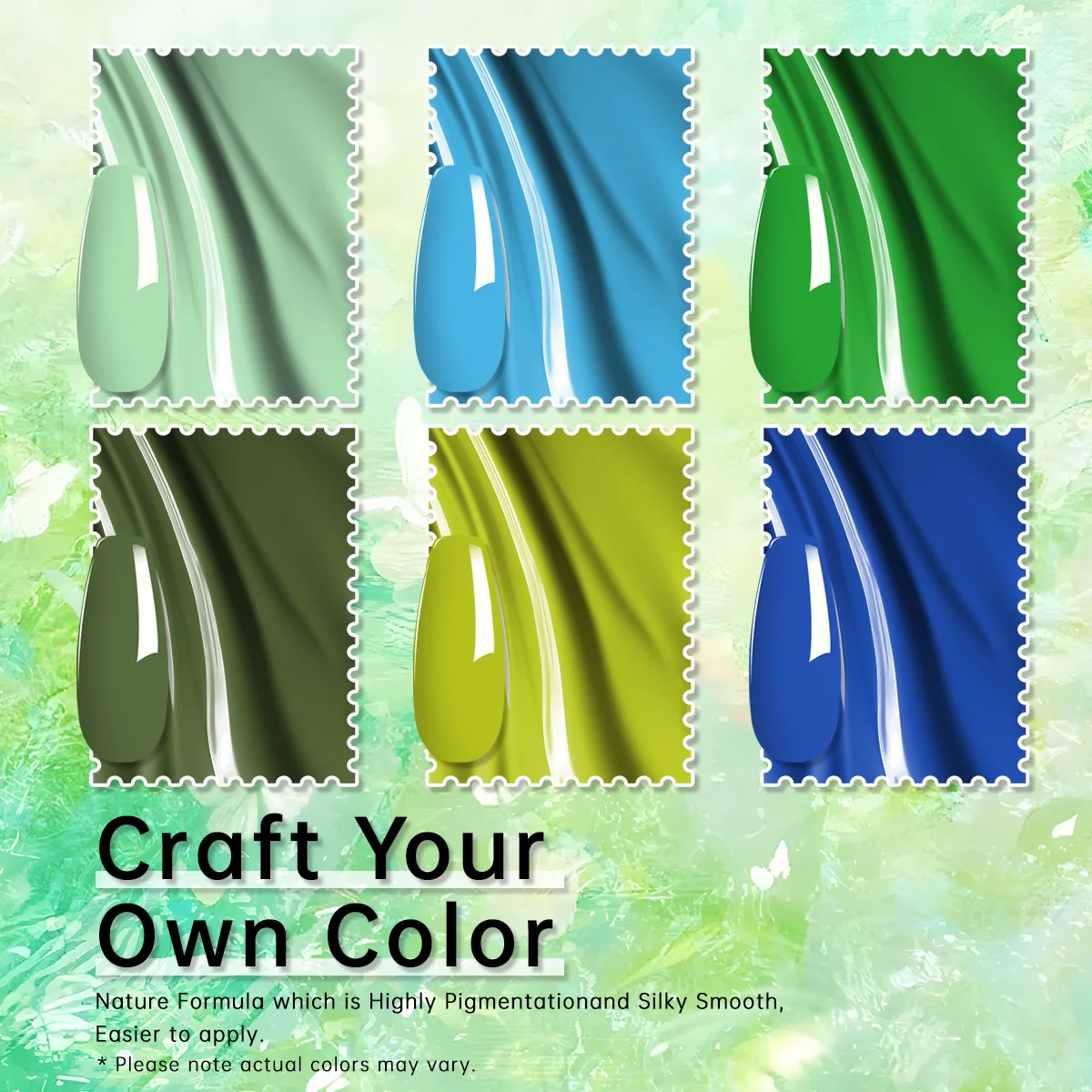 GAVY 6PCS Fresh Blue Green Series Gel Nail Polish Set Premium Salon Grade Soak Off UV LED Nail Gel High Pigment Glossy Long Lasting Semi Permanent Manicure Varnish Gift Kit For Nail Salon & Ladies Holiday Gift