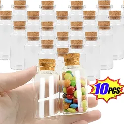 10PCS Mini Glass Bottle with Cork Clear Wish Bottle Hanging Decoration Wedding Centerpiece Favors Glass Bottle Jar Wedding Decor