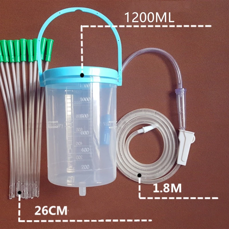 Dispositivo de bolsa de Enema de barril intestinal para el hogar, bidé de 1200ml, dispositivo de hidroterapia intestinal de café Gesen con 10 mangueras