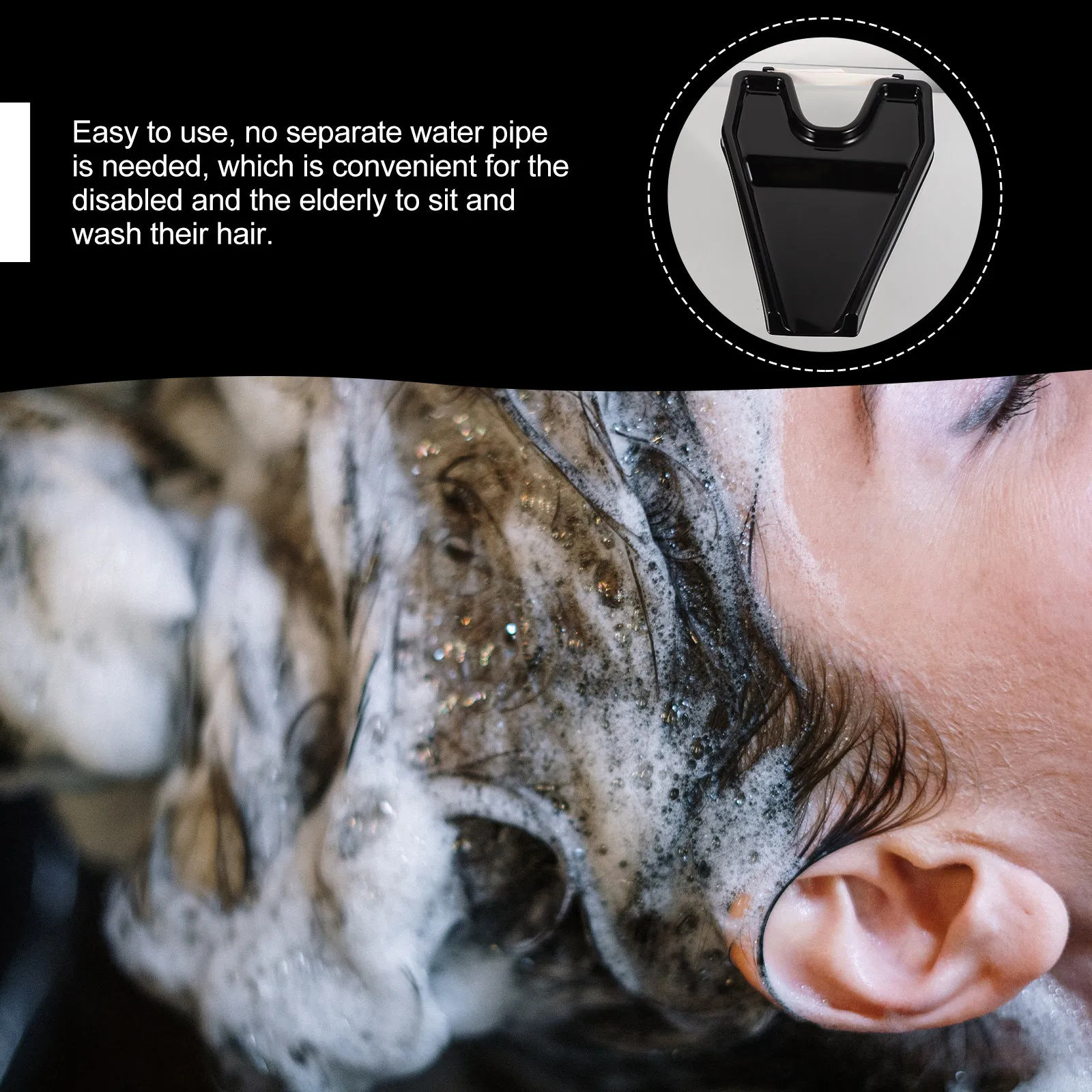 

1Pcs Shampoo Basin Portable Ergonomic Shoulder Neck Support Easy Use Hair Washing Sink Lightweight Home