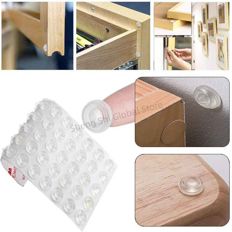 100PC Anti-crash pad particles Paste Silicone Cushion Cabinet Door Silencer Rubber Mat Furniture Anti-collision Anti-skid Rubber