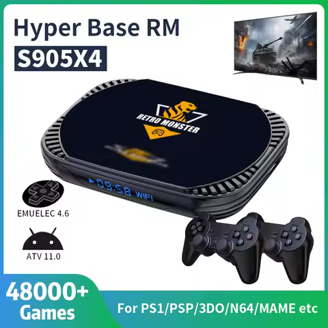 Retro Video Game Console 70+Emulators for PS1/PSP/N64/DC/SS/MAME with 48000+Games S905X4 4K HD Android 11 TV Gaming Box for Kids
