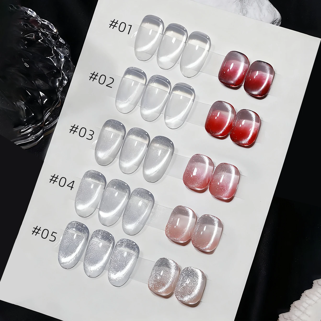 10ML 1-8pcs 2026 Hot Selling Clear Universal White Glass Beads Cat Eye Magnet Gel Nail Polish Suitable For Toe Nails White Nails