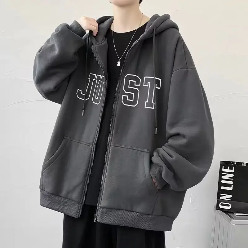 

LIBIELIY Fashion Pockets Printed Letter Hooded Sweatshirts Men Clothing 2024 Autumn Winter New Loose Casual Tops Young Style Swe