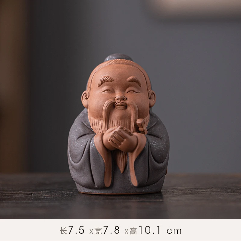 New Chinese Zen-Style Historical Figure Zisha Confucius Craft Ornament, Small Decoration For Study Room, Teacher'S Day Gift