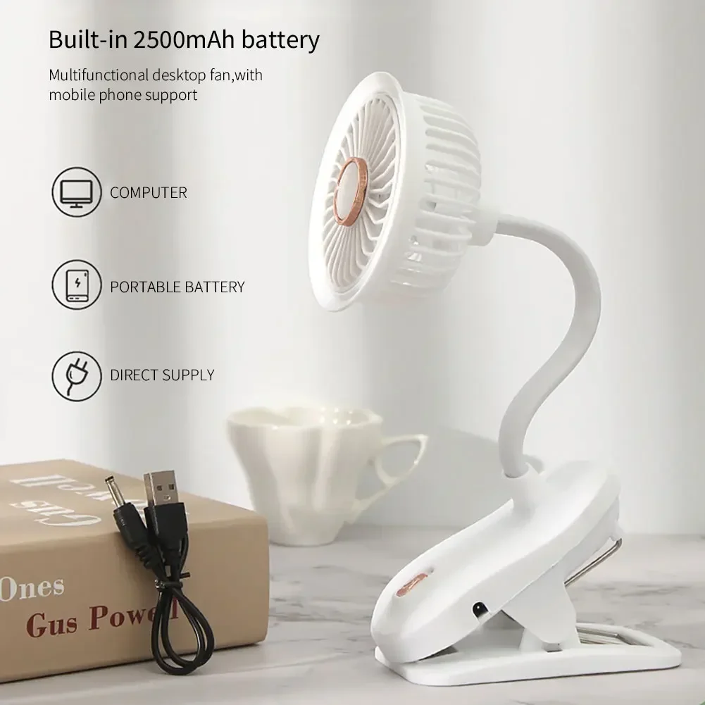 Portable Mini Hand Clip Fan USB Rechargeable Quiet Desktop Electric Fan High Quality Student Dormitory Small Cooling Fan