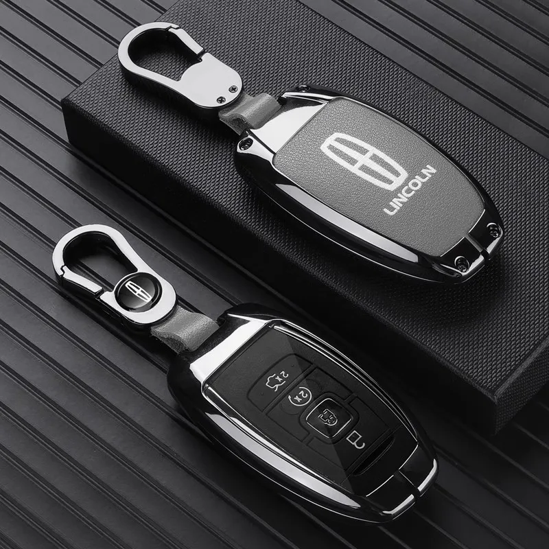Alloy Car Key Cover Case for Lincoln Continental MKC MKZ MKX Navigator Z Nautilus Aviator Corsair 2017 2018 2019 2022 Keychain