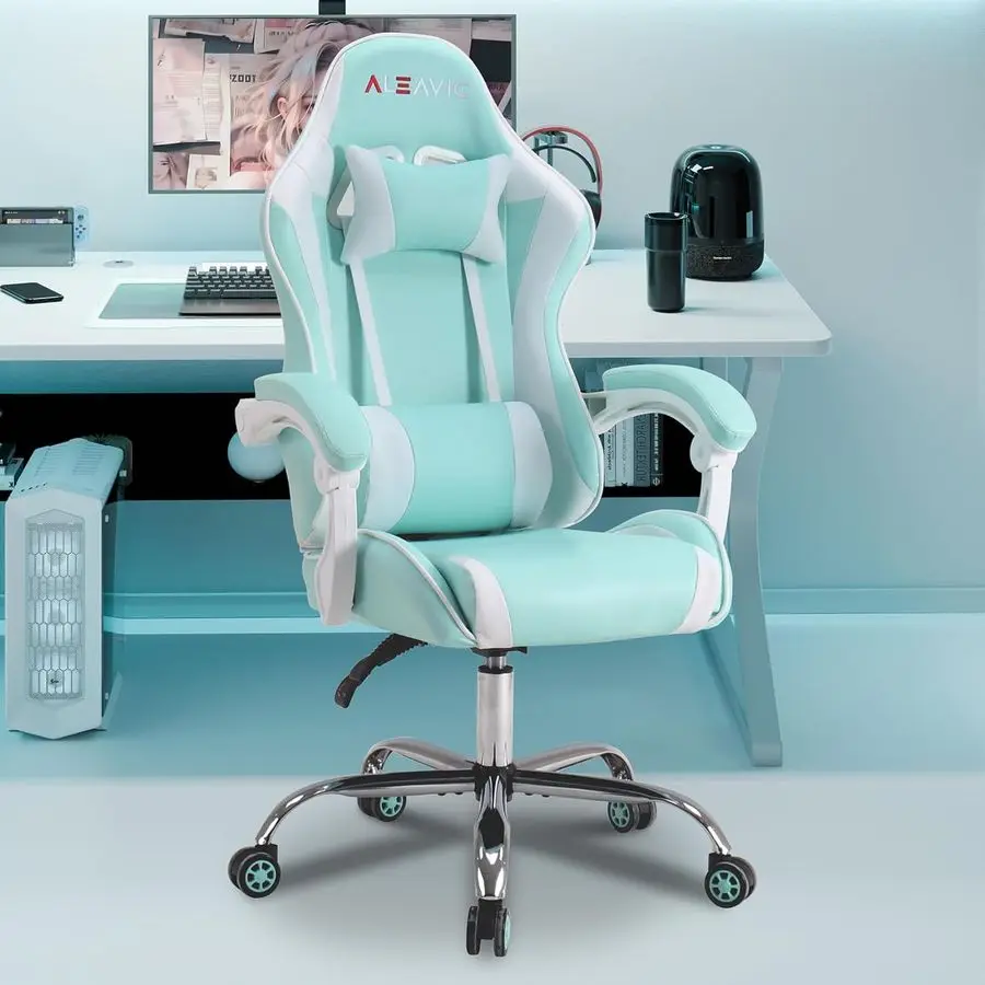 

Gaming Chair with Massager, Fabric Gaming Chairs for Adults, Ergonomic Gamer Chair with Adjustable Headrest and Lumbar Support