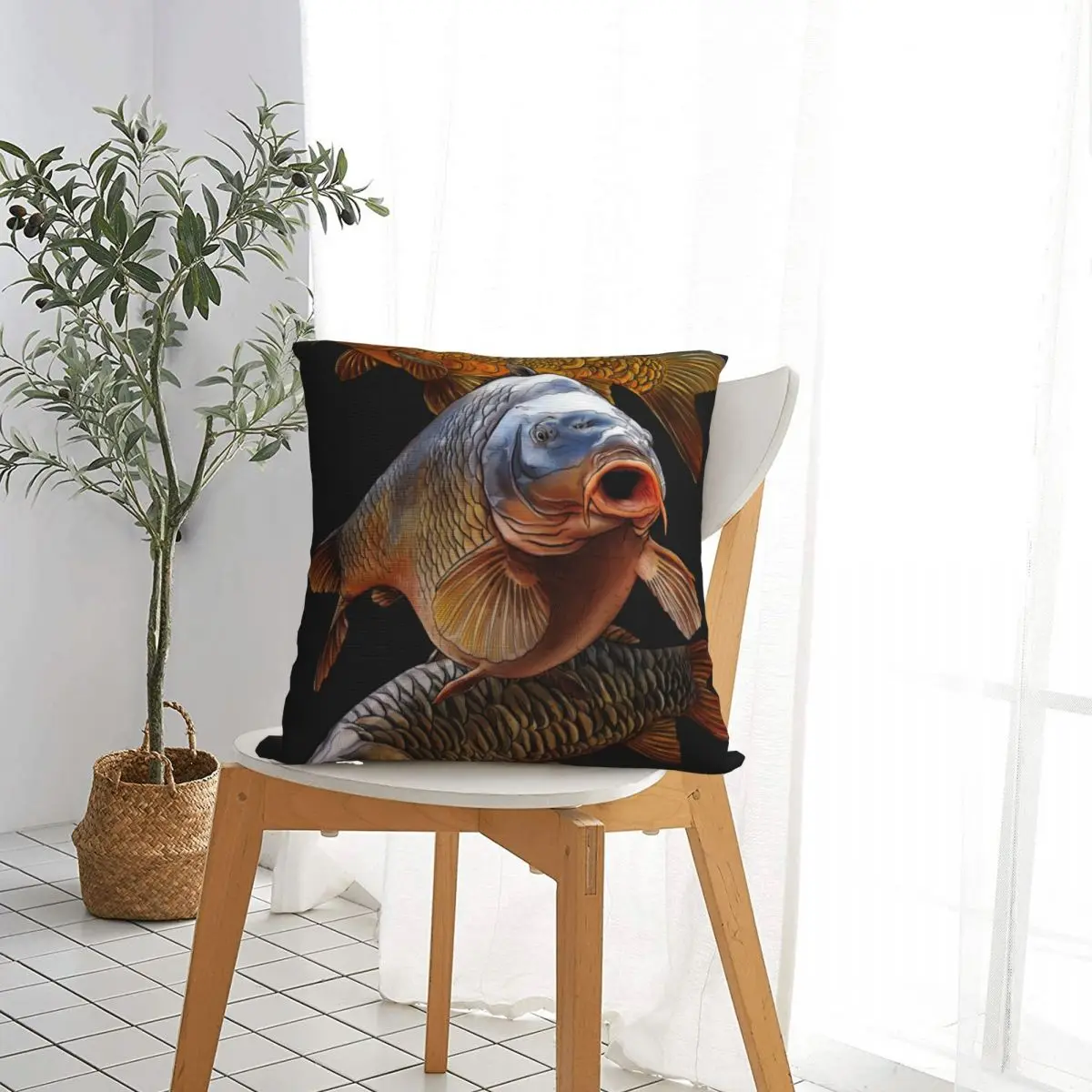 Gang Of Carp Pillow Cover Fish Ocean Cushion Cover Graphic Pillow Case Cute Funny Pillowcases For Sofa Home Decoration