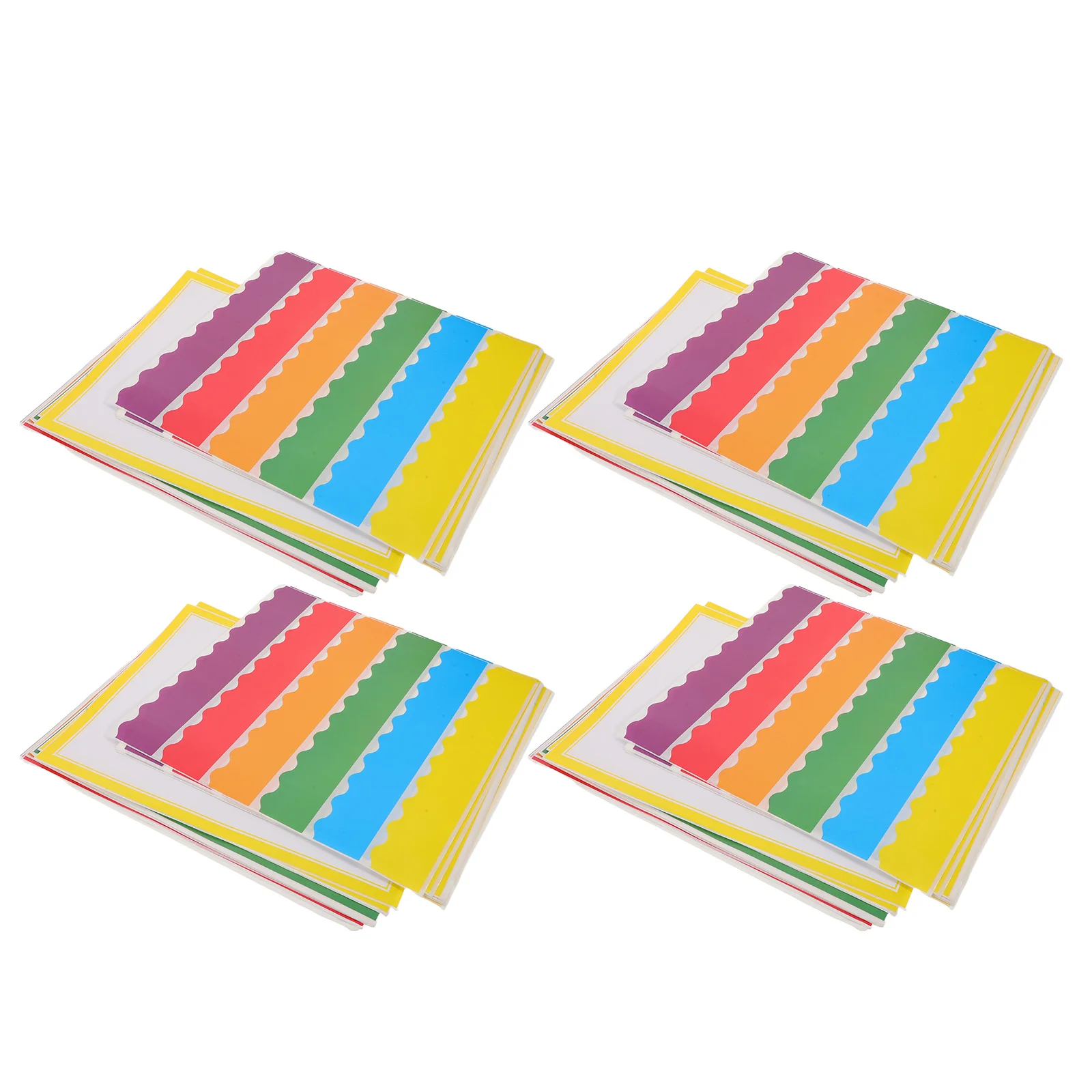 150Pcs Colorful Rainbow Bulletin Board Borders Scalloped Classroom Display Fair Project Paper Border