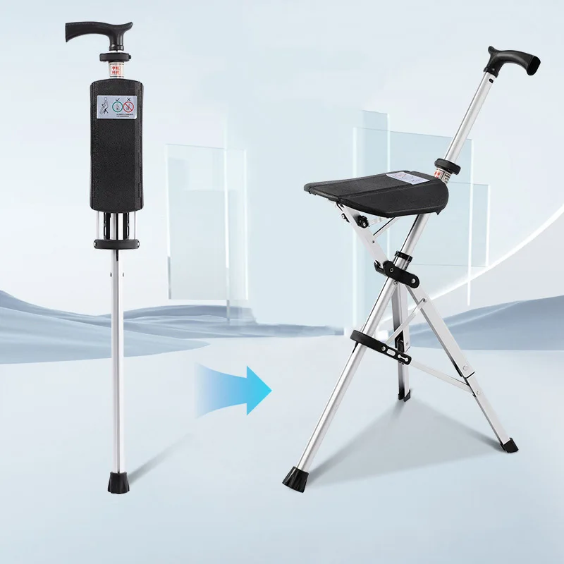 

Cane Chair with Seat 2 in1 Folding Cane Stool for Elderly Portable Mobility Aid with One-Button Open Close Walking Cane Chair