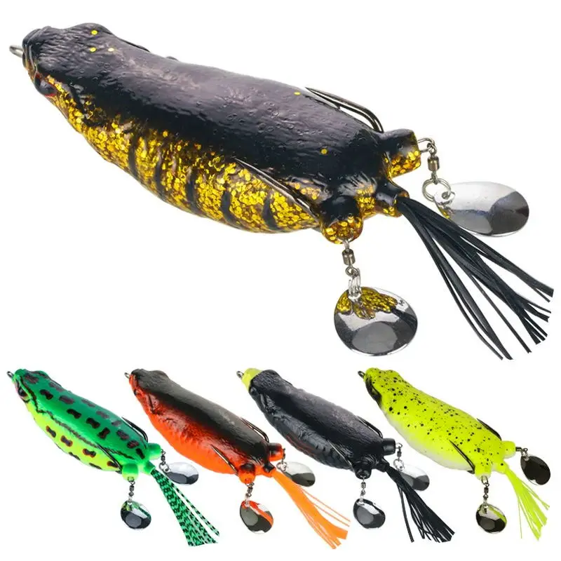WEIHE  1pcs  Giant Frog Lure with Twin Blades & Color Silky Skirts 9cm/25g Fishing Lures