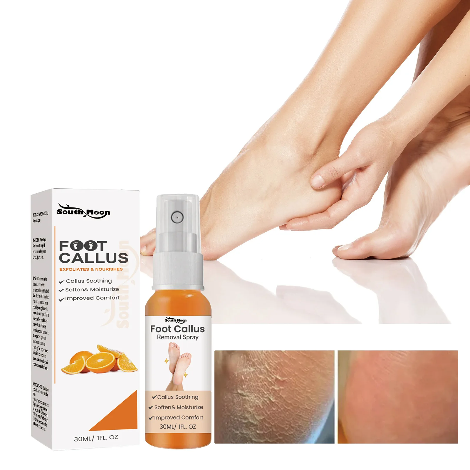 Spray exfoliant pour les pieds pour peaux gercées mortes, hydrate et se lie pour nettoyer et réparer les callosités rugueuses, 1PC