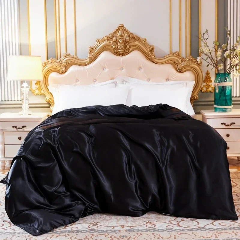 Duvet Cover Luxury Satin Cover Single Double Queen Size Quilt Cover Home Comfortable Solid Color Bedding