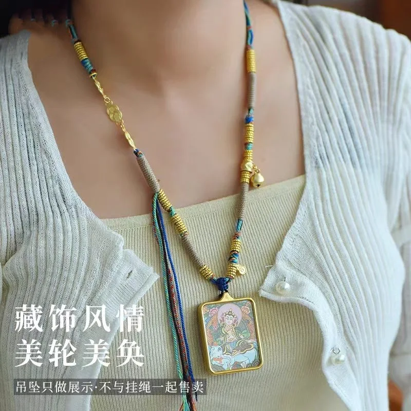 

Тибетский ручной натертый хлопковый кулон на шею Танка, подвесное ожерелье в этническом стиле, одинаковые песочные золотые аксессуары и культурные игрушки Лу