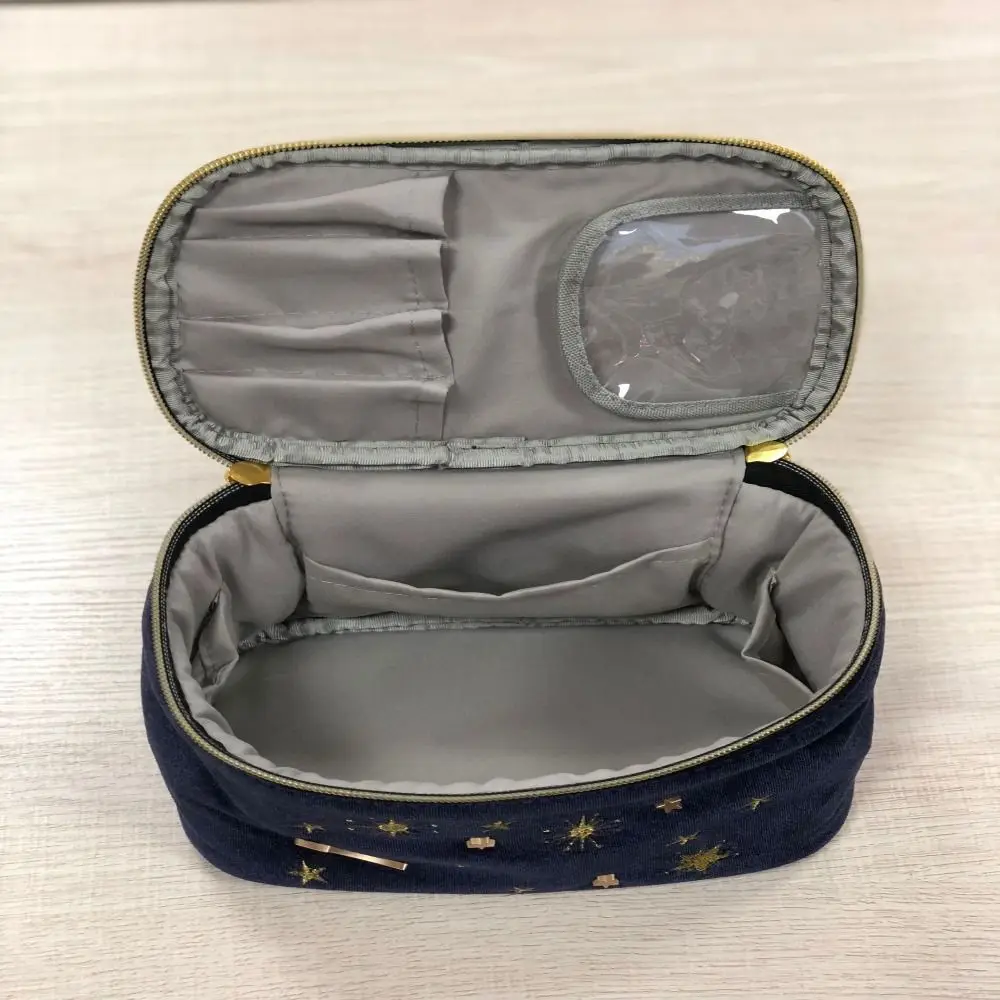 Velvet Moon Star Cosmetic Bag Cute Embroidery Portable Travel Organizer Tassel Decoration Large Capacity Lipstick Handbag Women