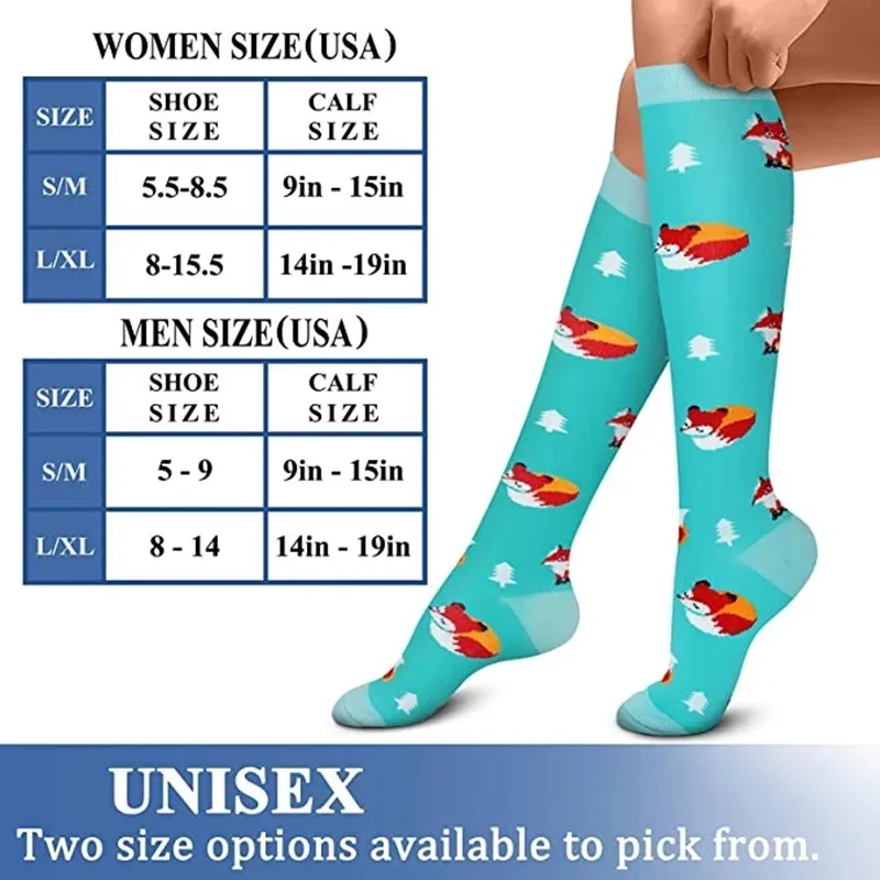 1Pair Compression Socks 30 Mmhg Heart Star Stripe Socks New Unisex Golfs Tube Thigh Men Outdoor Long Pressure Sport Stockings