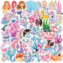 Cute Mermaid PVC Sticker for Kids, Papelaria infantil estética, Decoração coreana, Scrapbooking, Material Escolar, 10 Pcs, 30 Pcs, 50Pcs