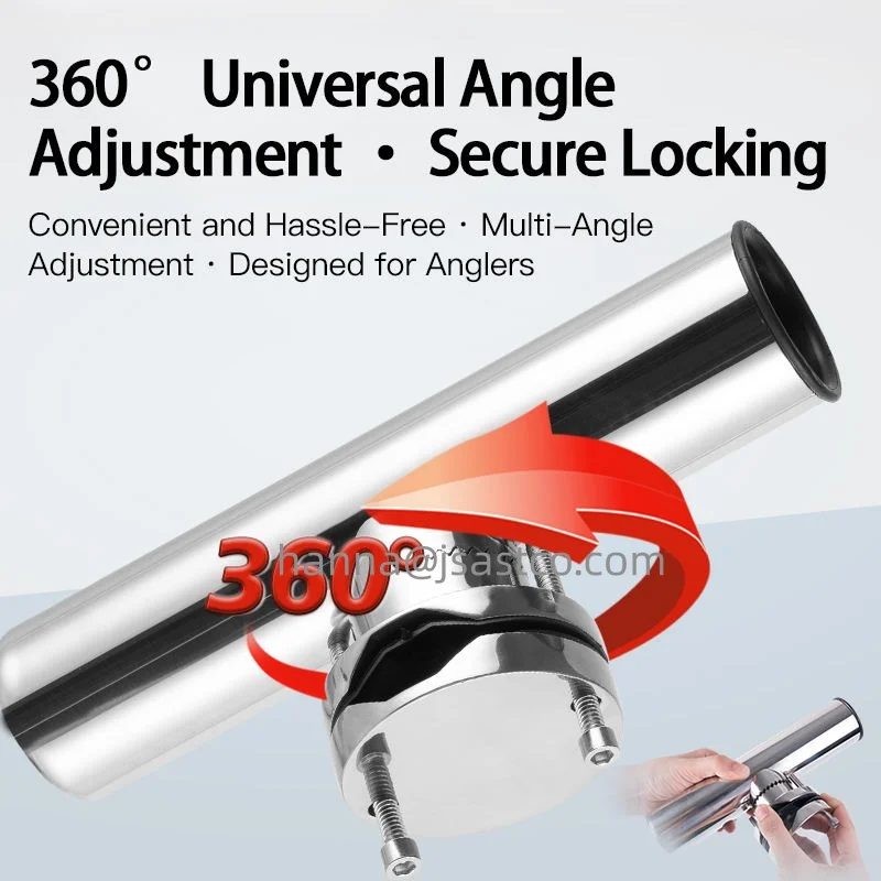 Stainless Steel Boat Fishing Rod Holder Clamp on Rail Mount Marine Adjustable Rod Holder