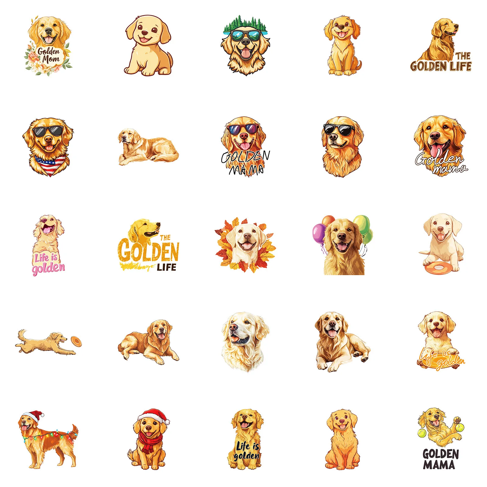 10/30/50 Uds pegatinas de dibujos animados de Golden Retriever pegatina de perro Kawaii lindo Animal juguete equipaje portátil guitarra bicicleta decoración calcomanías