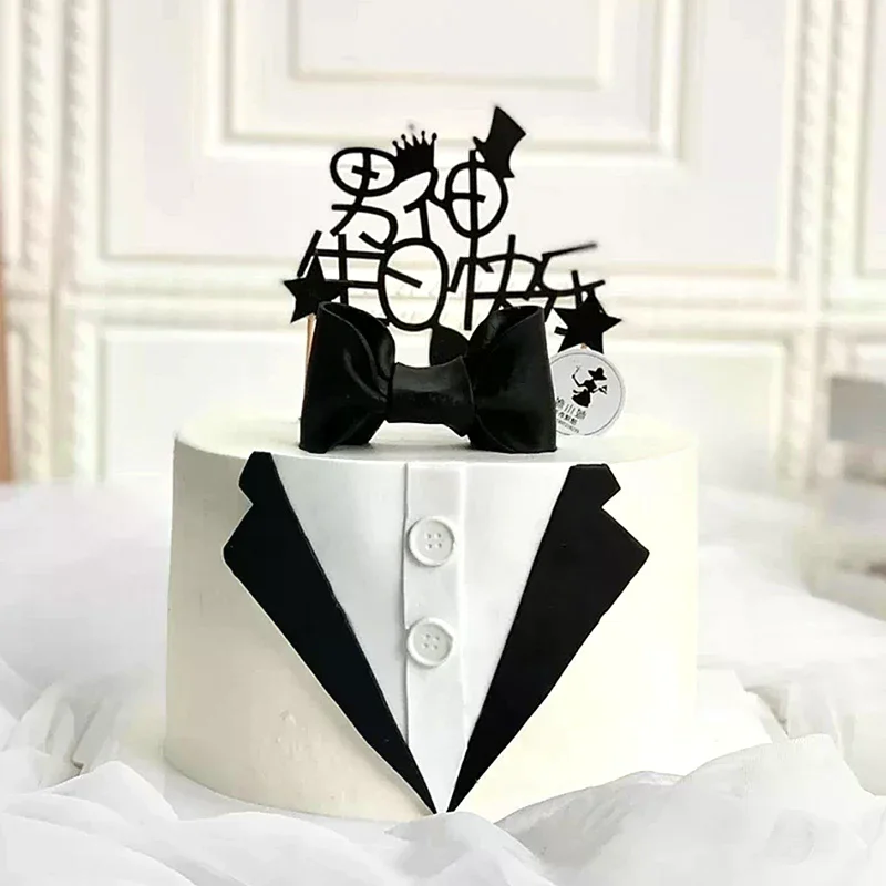 Lot de 2 décorations de gâteau Nœud Papillon pour la Fête des Pères et Joyeux Anniversaire Papa, Décoration de Gâteau, Faveurs de Fête