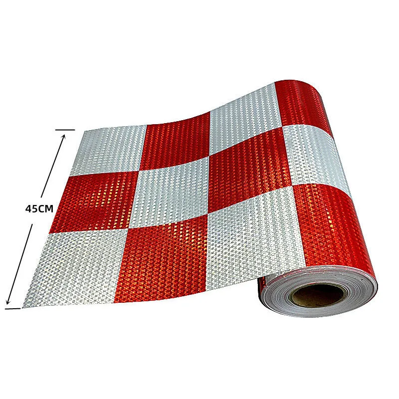 Adesivo con pellicola riflettente a reticolo bianco rosso per barriera anticollisione Barricate stradali Strutture stradali Nastro autoadesivo