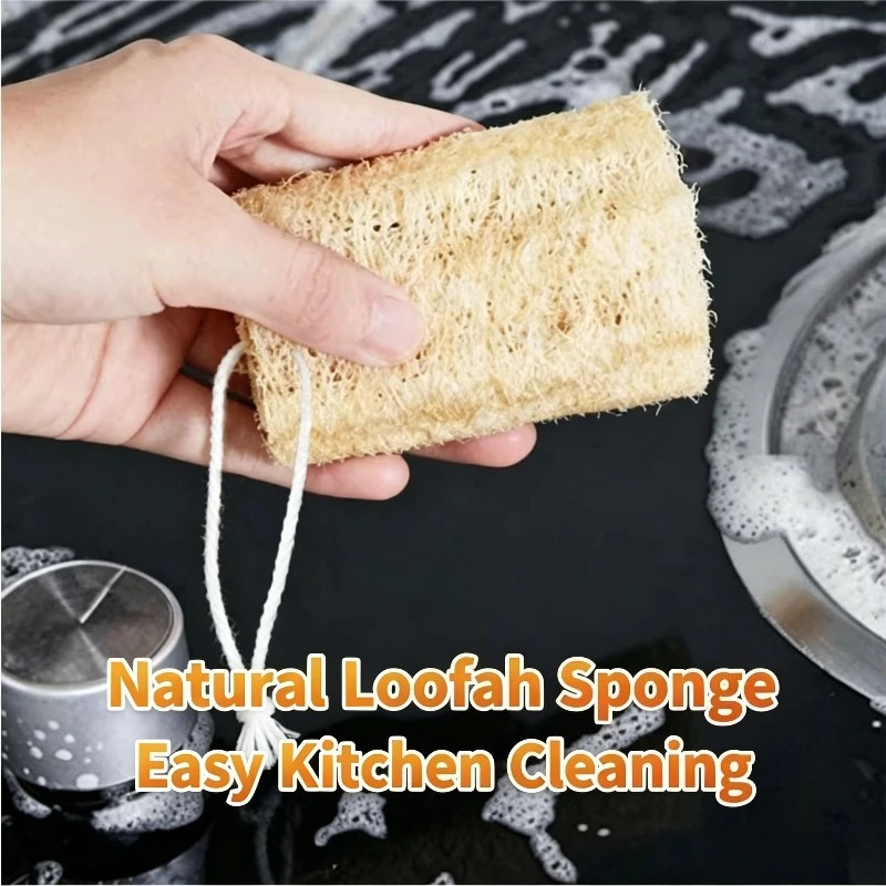 Natural Loofah Net Dishwashing Brush Plant Fiber Scouring Pad Kitchen Cleaning Cloth Oil Removal Without Damaging The Pot