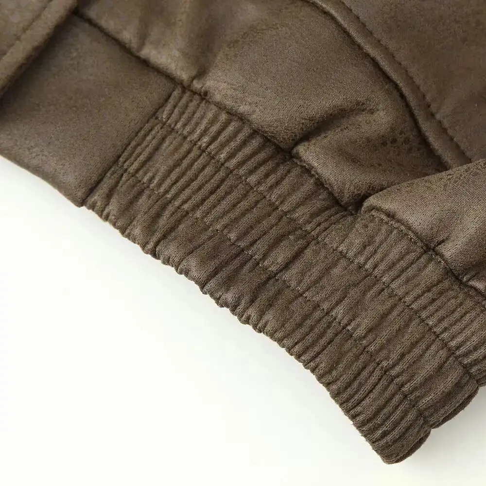 2025 여성 패션 유럽 및 미국 스타일 가을 신상 인조 가죽 효과 재킷 시크 탈부착 가능한 퍼 칼라 아우터웨어