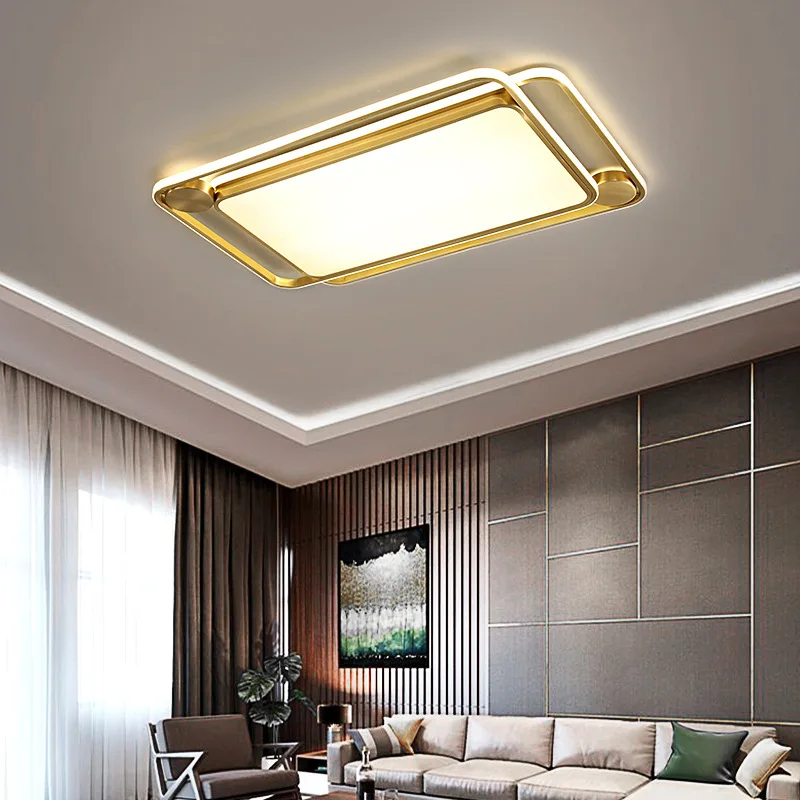 New Living Room Headlight Simple and Atmospheric Household Ceiling Lamp All Copper Led Light Luxury Bedroom Study