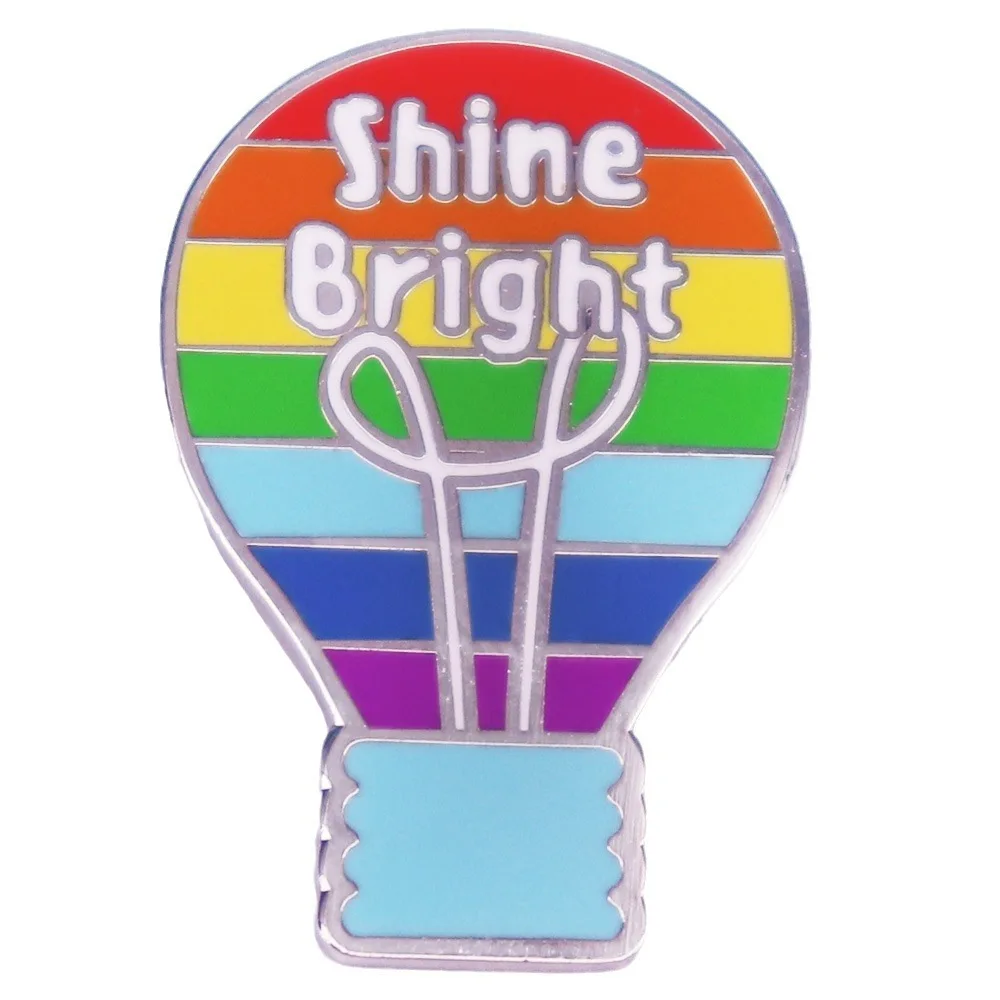 

A3519 Rainbow light bulb Shine Bright Lapel Pins for Backpack Enamel Pin Brooch Clothes Metal Badges Fashion Jewelry Accessories
