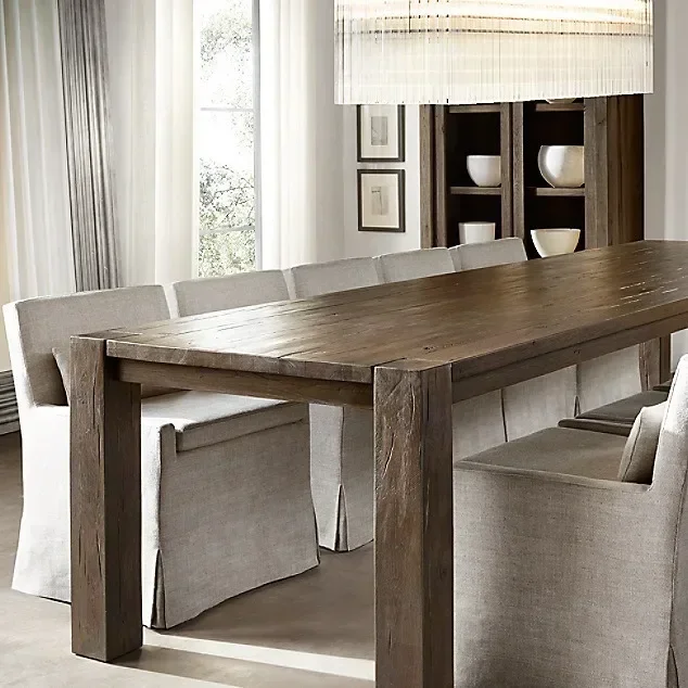 Solid wood dining table and chairs wabi wind rectangular French homestay retro small apartment all solid wood solid wood table
