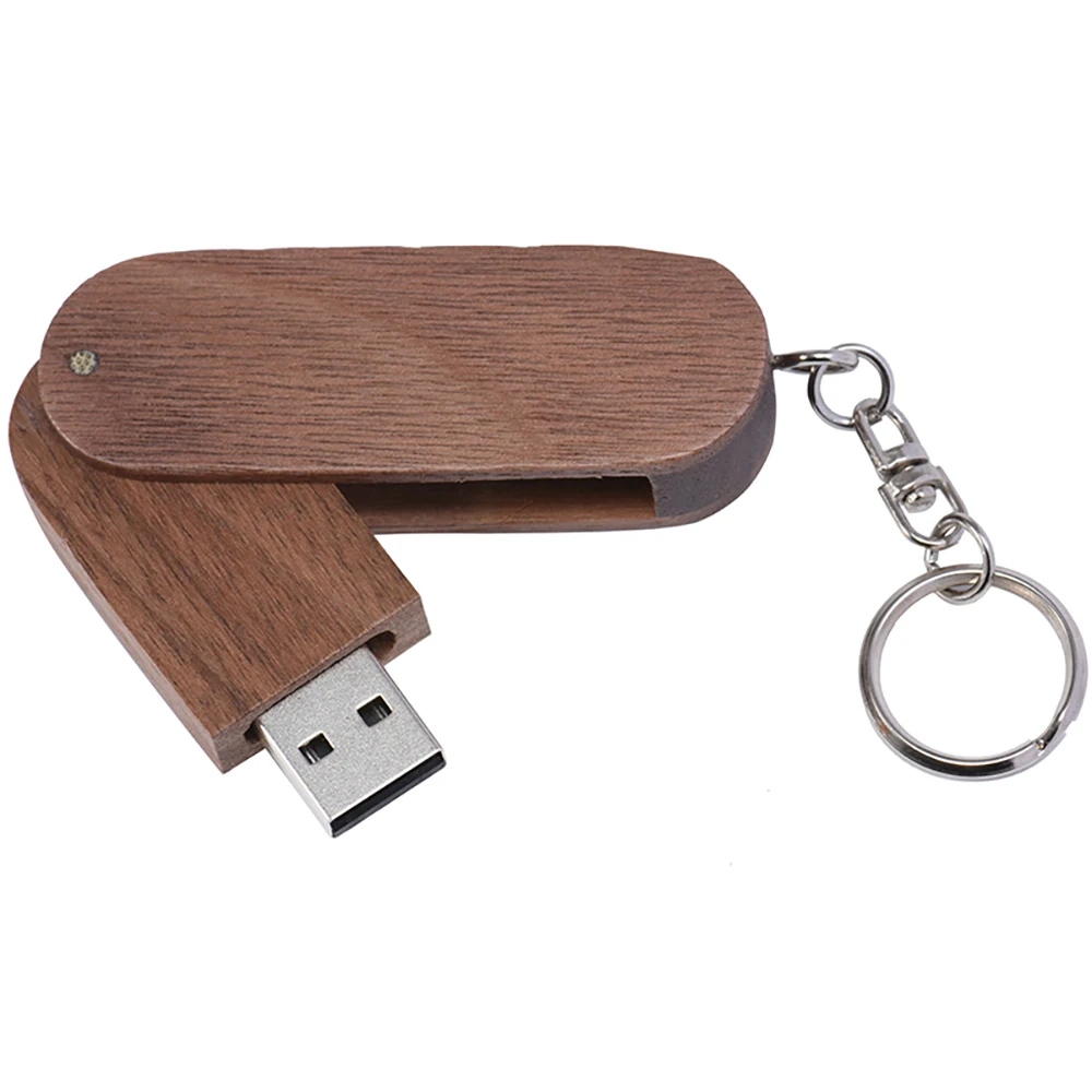 Rotatable Maple USB Wooden Walnut Pendrive with Key Chain Usb Flash Drive 4GB 8GB 16G 32GB 64G Usb Stick 2.0 Wedding Memory Gift