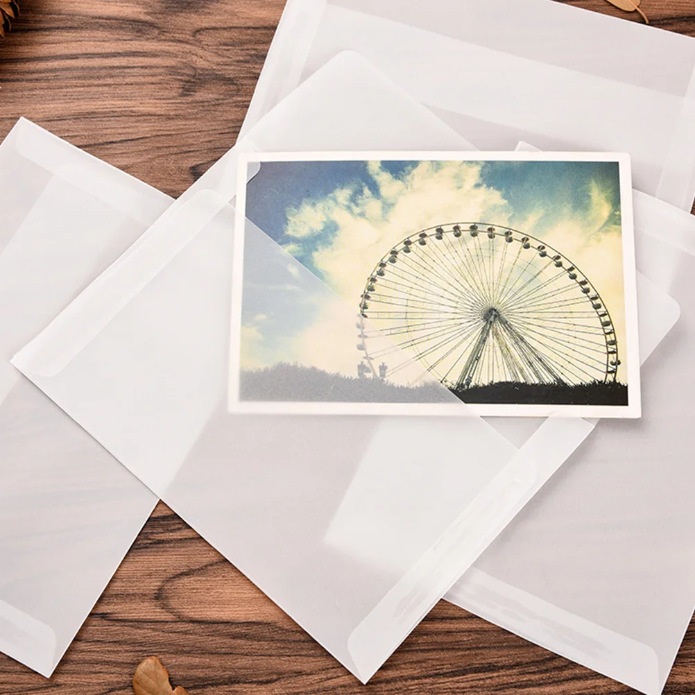 Sobres de papel en blanco bronceado translúcido de 20 piezas, contenedor de papel, sobre de invitaciones para escribir letras sin tarjeta (blanco)