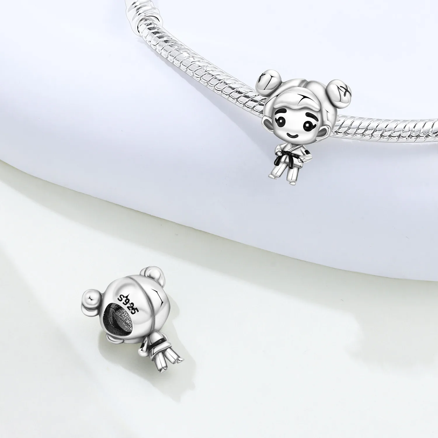 Cycuff 925 Sterling Silver Cartoon Girl Model Beads Original Pendants Bracelet Charm Jewelry Party DIY Trendy Gifts
