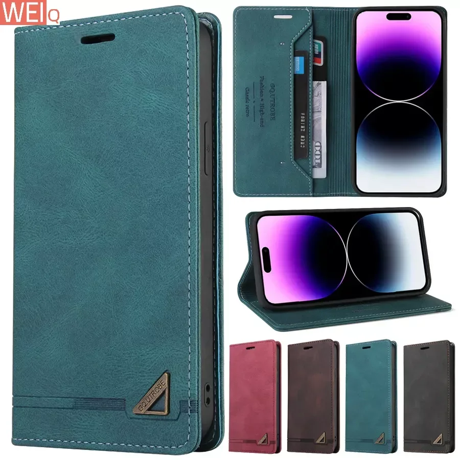 

Wallet Anti-theft Brush Magnetic Flip Leather Case For iPhone 15 14 Pro Max 13 Mini 12 11 SE 2022 2020 X XR XS Max 8 7 6 6s Plus