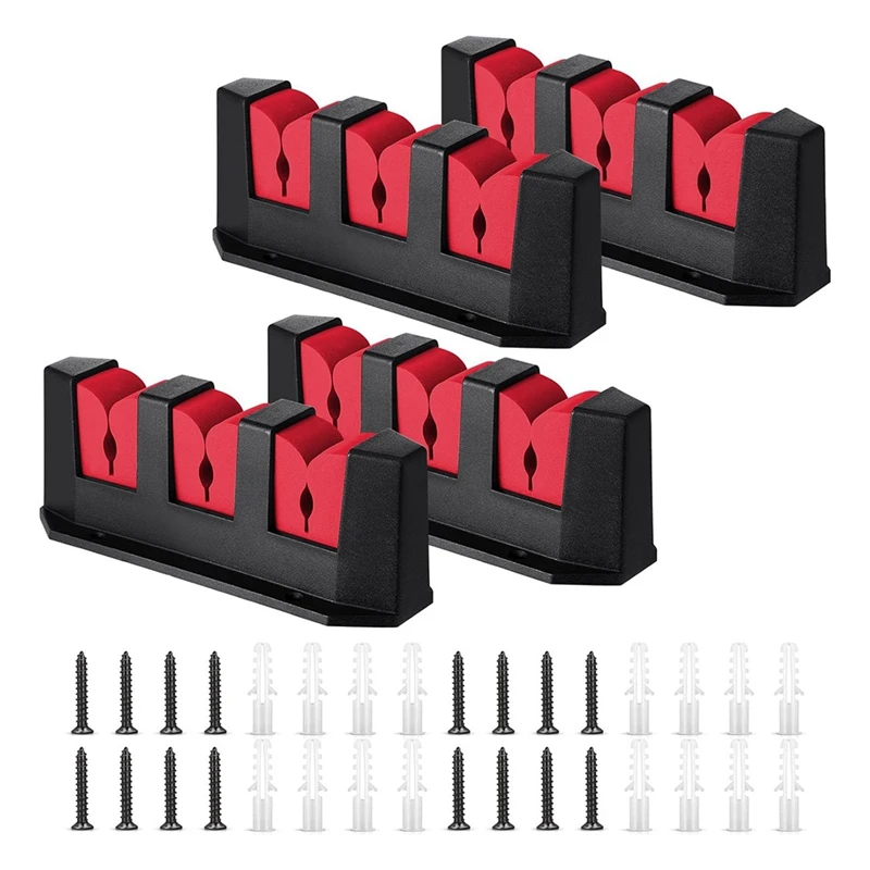 3 Rod Fishing Rod Holder Wall Mount Fishing Rod Rack Horizontal Rod Holder For Wall Garage Boat Accessories 4Pcs Red