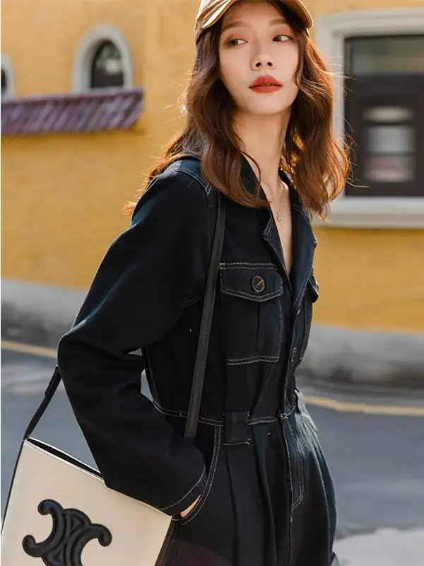 

Vastand Women's Workwear Overall Pants Loose Straight High Waist Long Leg Spring 2026 Retro Style Comfortable Fit Casual Dress
