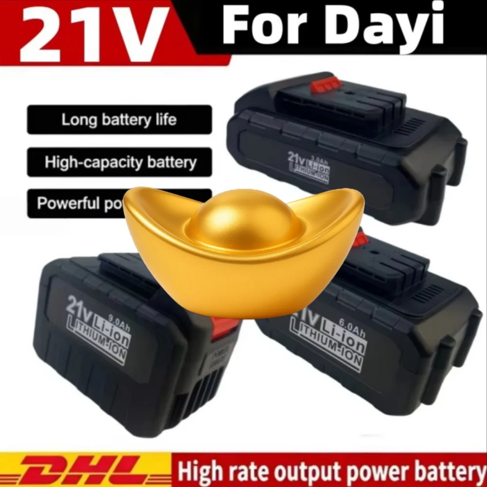 Rechargeable 21V Lithium-ion Power Tool Battery Compatible For Dayi Cordless Electric Wrench Car Impact Wrench 3000/6000/9000mA
