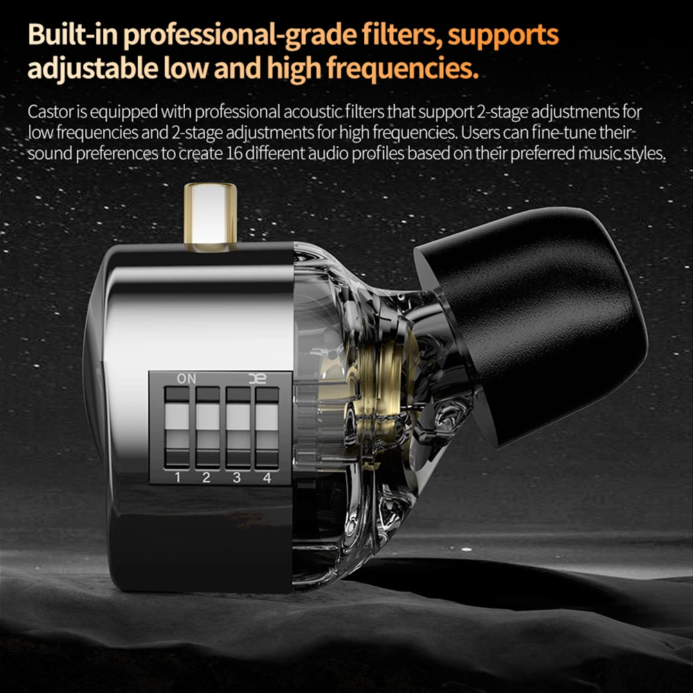 KZ rącznik w uchu słuchawki hi-fi 2 dynamiczne, wysokiej klasy, przestrajalne, wyważone słuchawki douszne do monitora słuchawki z redukcją szumów