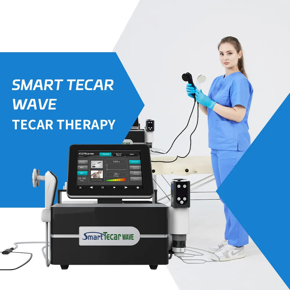 

Indiba Diathermy Smart Tekar Deep Heat Therapy Machine 448KHz Tecar Combine Shockwave EMS Physiotherapy Device