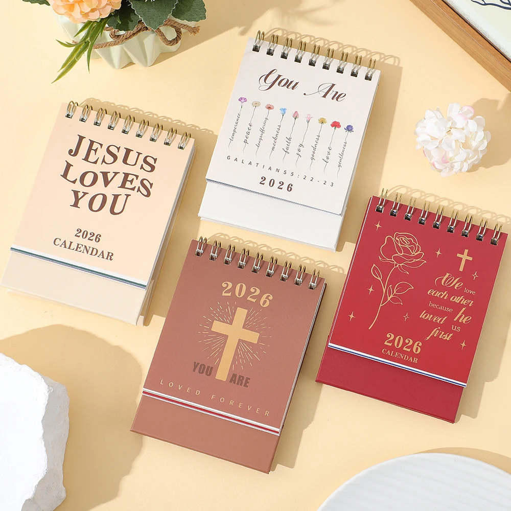 1 Stück 2026 Mini-Bibelkalender, tragbar, Bibelgröße mit Spulenbasis für die tägliche Planung, Büro, Zuhause, Schule, Schreibtisch-Organizer, Schreibwaren